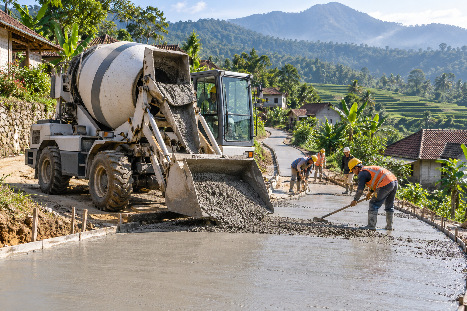 Jabar Kerahkan 18 Mobil Pengaduk Beton untuk Jalan Desa Terpencil